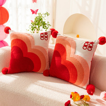 结婚喜字抱枕一对婚房布置装饰客厅喜庆红色靠垫靠枕创意新婚宝优