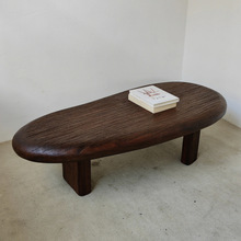 侘寂风原木茶几客厅沙发实木小茶桌圆弧创意设计师民宿矮桌