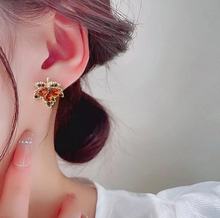 日韩温柔风红色枫叶耳钉小众新潮复古耳环网红时尚优雅气质耳饰
