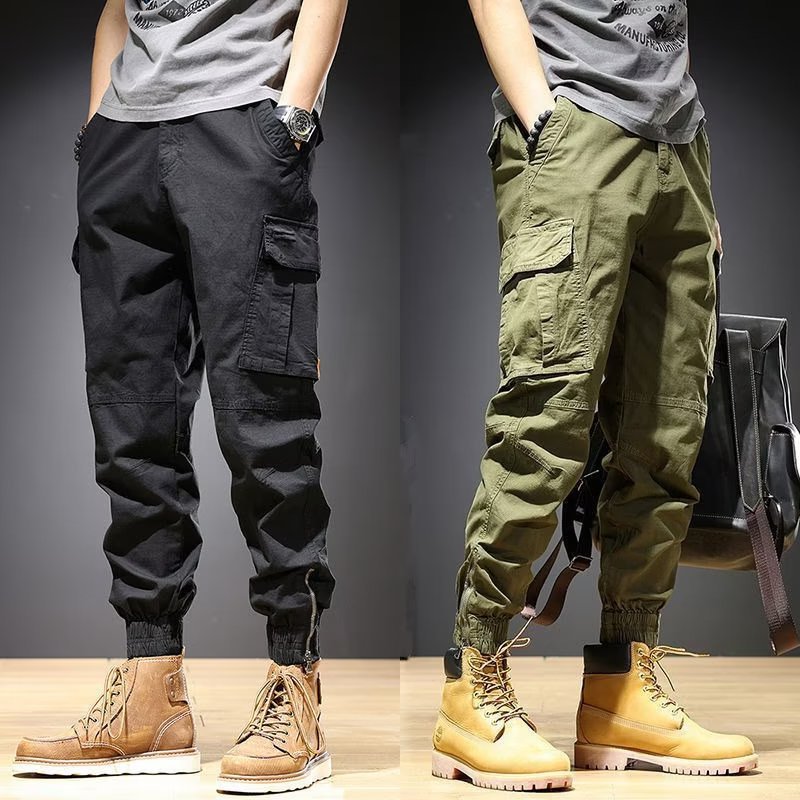 男装2022新款潮牌工装裤男夏季薄款迷彩裤宽松束脚裤子男士休闲裤