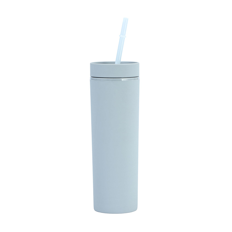 Cross-Border Spot Goods 16Oz Frosted Plastic Cup Portable Good-looking Tumbler Solid Color Cup with Straw Creative Glass Wholesale