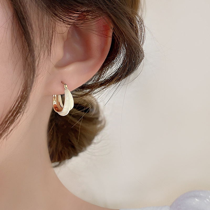 Korean Style Dongdaemun Elegant Earrings Women's All-Match Niche Design Painting Oil Earrings Personal Influencer Geometric Women's Earrings