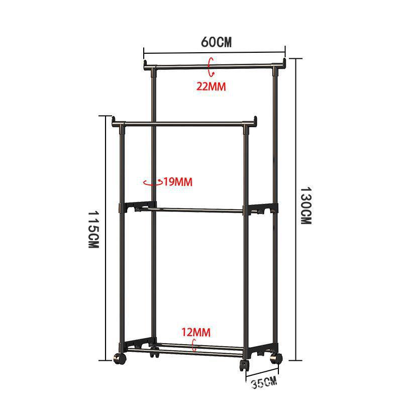 Southeast Asia Clothes Hanger Factory Direct Sales New Small Size Clothing Rod Single Rod Double Rod Clothes Hanger Multi-Functional Coat Rack