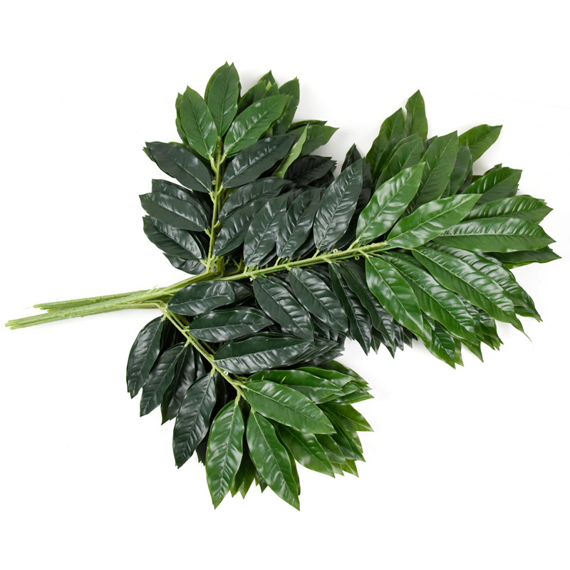 定型款仿真树叶假叶子装饰3叉芒果叶人造植物工程造景假树枝跨境