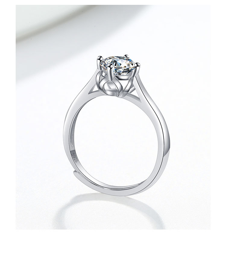 一尊 新款s925纯银戒指女跨境简约四爪花叶开口时尚戒指厂家直销