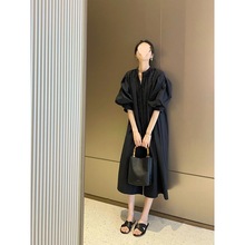 黑色连衣裙2024新款裙子女夏季绝美法式感气质宽松显瘦小黑裙