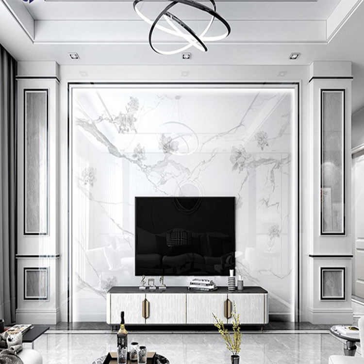 欧式现代轻奢瓷砖电视背景墙客厅石塑仿大理石材罗马柱影视墙边框