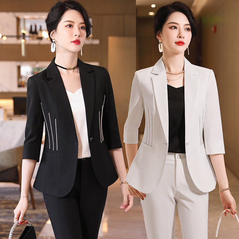 休闲时尚气质设计感中袖西装外套女职业套装春夏新款女士西服正装