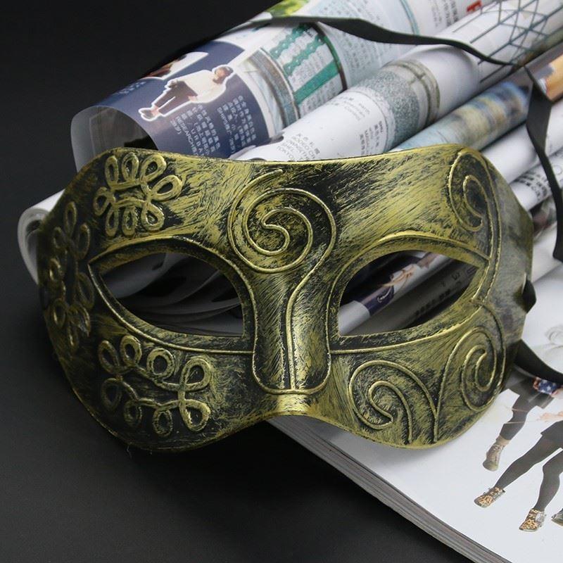 男女面具妆神秘具脸面白节日半风 古风黑色半面半汉服脸