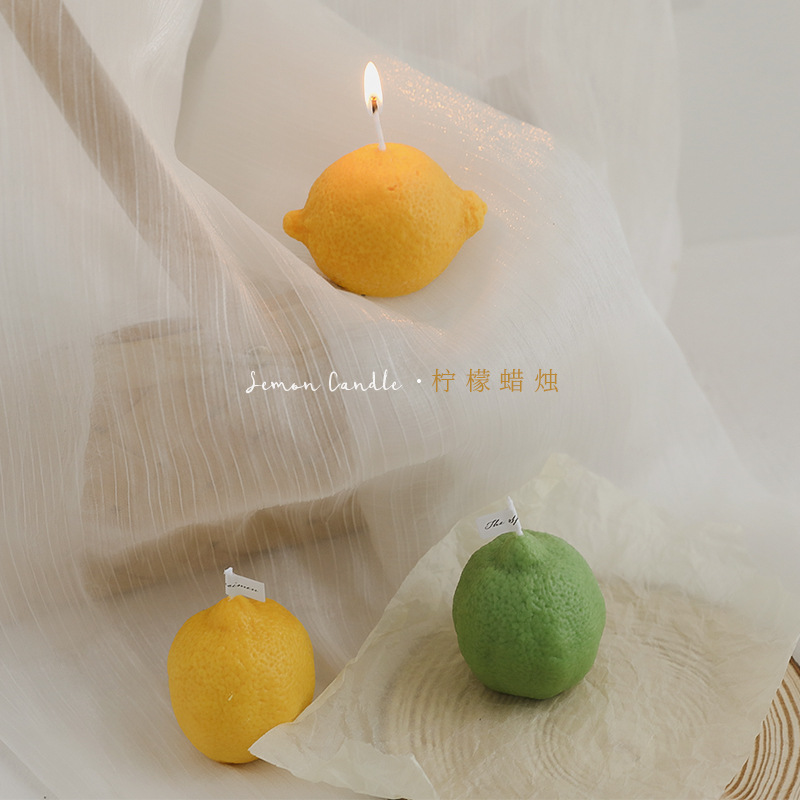 INS Decoration Aromatherapy Gift Lemon Candle Wholesale DIY Fragrance Birthday Gift Emulational Fruit Candle