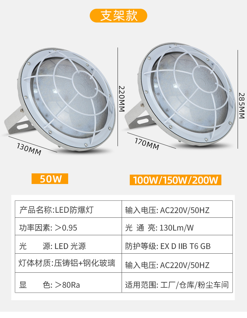 led防爆灯隔爆型地雷应急吸顶灯三防户外防水车间仓库工厂照明灯