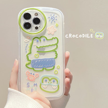 趣味卡通鳄鱼适用iphone13promax透明14苹果15手机壳11硅胶xr套xs