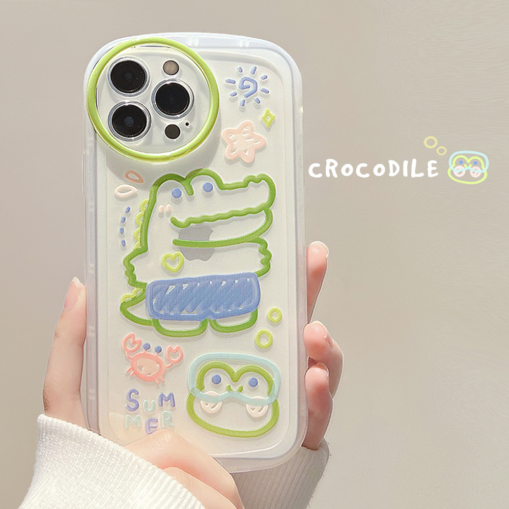 Funny Cartoon Crocodile for Iphone13promax Transparent 14 Apple 12 Phone Case 11 Silicone XR Set XS