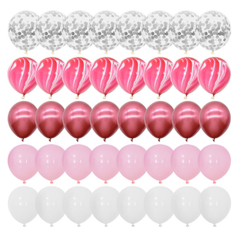 Cross-Border Amazon Rubber Balloons Set Combination Game Children Agate Marble Competition Birthday Party Decoration