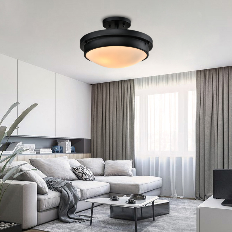 美式复古led半嵌入式半吸顶式吸顶灯经典时尚客厅展厅餐厅卧室