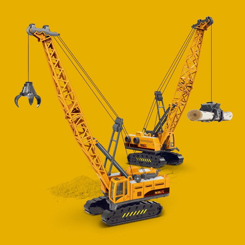 惯性吊车抓石机抓木机工程车儿童玩具仿真模型滑行男孩生日礼物