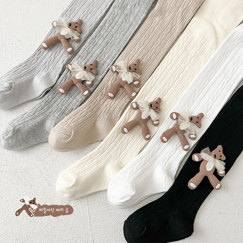 2023 New Children's Pantyhose Bear Spring and Autumn Girls' Leggings Outer Wear Little Kids Baby Baby Socks Wholesale