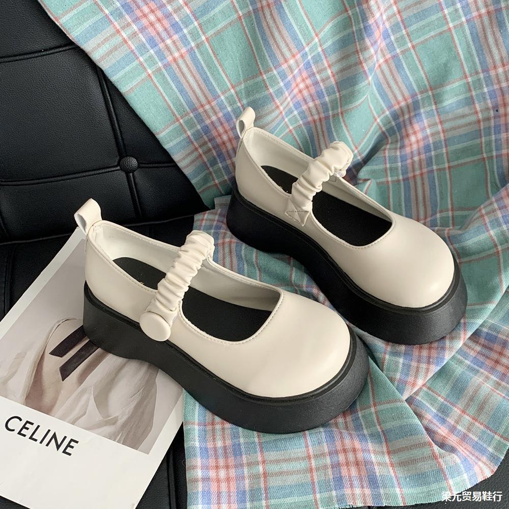 2024秋季新款白色厚底法式玛丽珍大头鞋子女ins潮日系jk小皮鞋夏