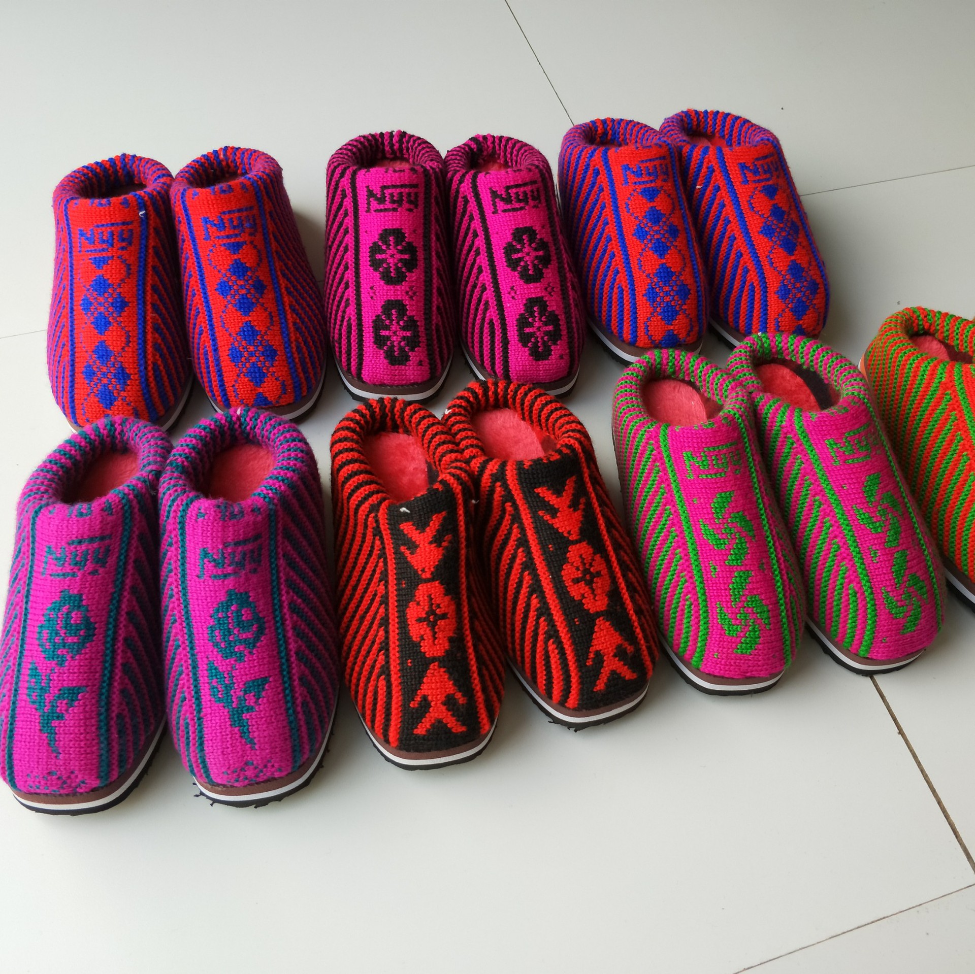 秋冬季毛线拖鞋 手工编织毛棉鞋  婚嫁家居防滑橡胶底棉拖鞋包邮