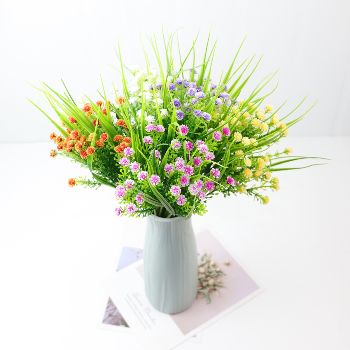 现货仿真塑料假花满天星 小蔷薇仿真花束 满天星室外花槽装饰小花