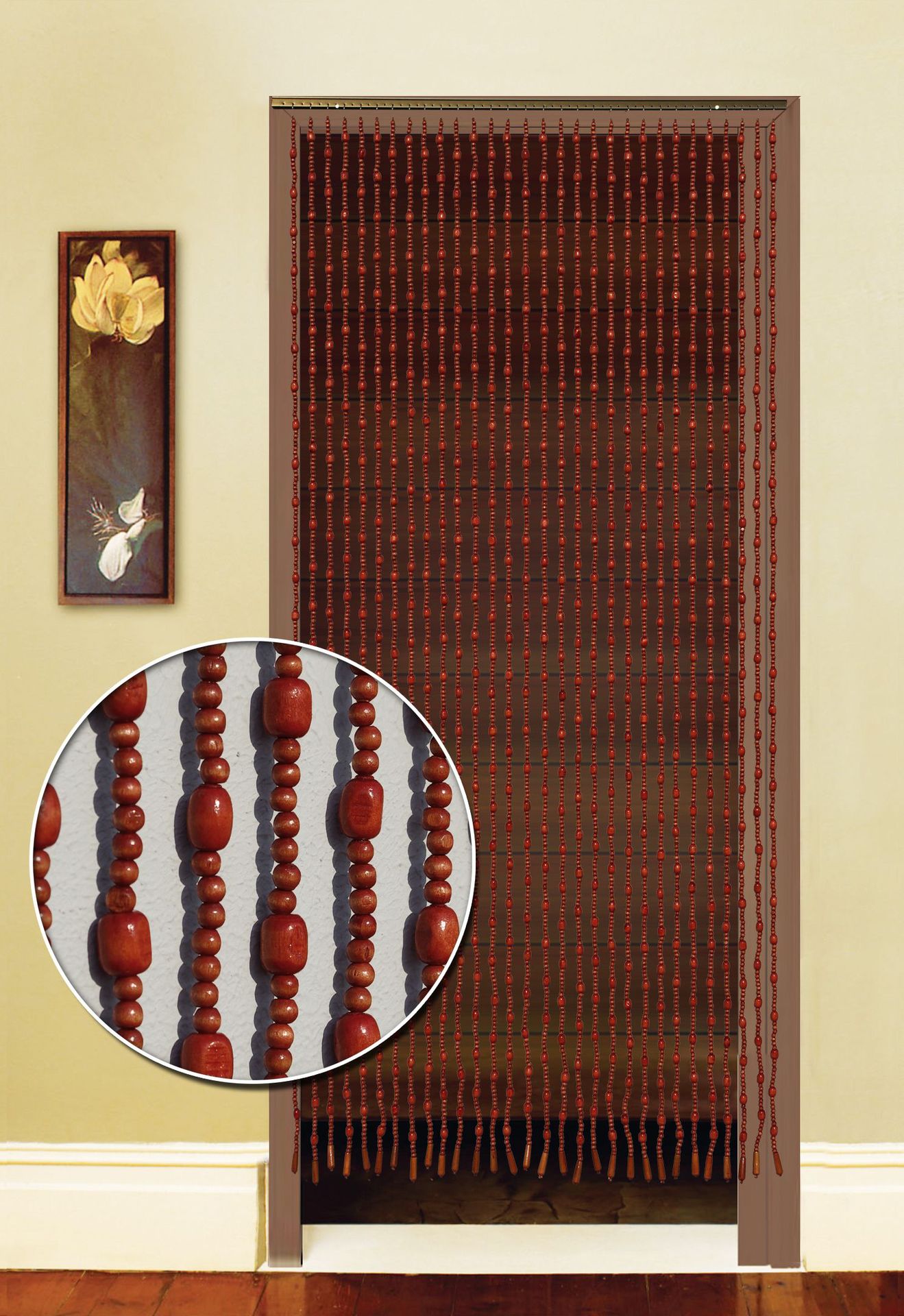 木珠门帘 中式挂帘 卧室玄关隔断帘 卫生间风水帘 家用珠帘免打孔