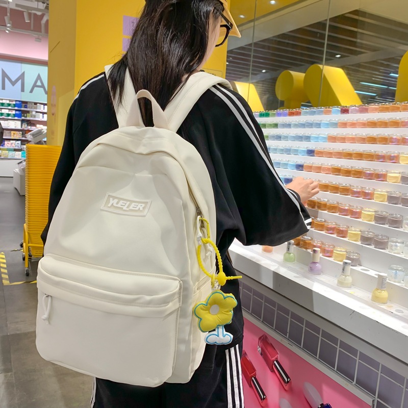 INS Style Japanese Style Soft Girl Schoolbag Female Korean Style Pure Color All-Matching Girls Backpack Junior High School Student Student Backpack