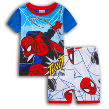 一件代发外贸夏季短袖蜘蛛侠童套装 欧美儿童家居服睡衣棉