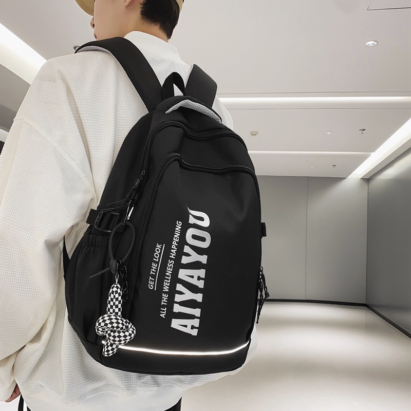 Middle School Student Schoolbag Men's 2023 New Fashionable Korean Style Fashionable Large Capacity Nylon Backpack High School and College Student Backpack