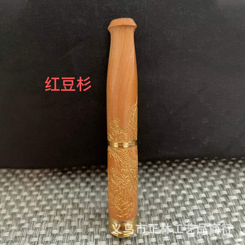 Factory Supply Rosewood Cigarette Holder Filter Tip Carved Dragon Red Sandalwood Blackwood Rosewood Pipe Tuck Stitch Filter Smoking Set