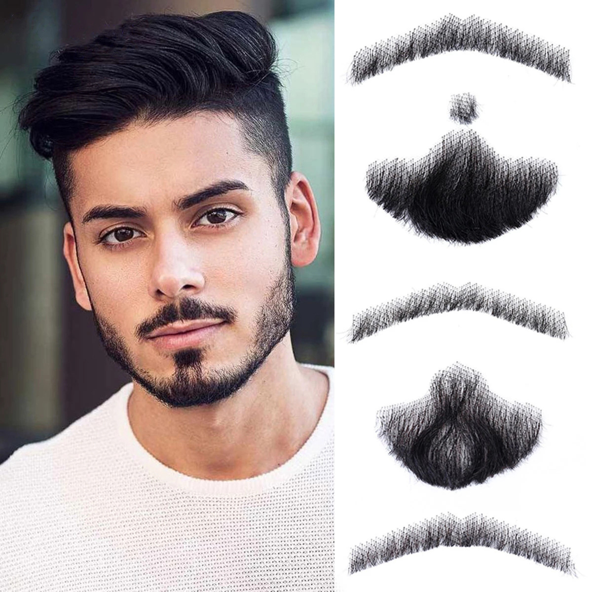 仿真假发胡子全手织真人发胡子假发络腮胡八字胡影视道具逼真胡须