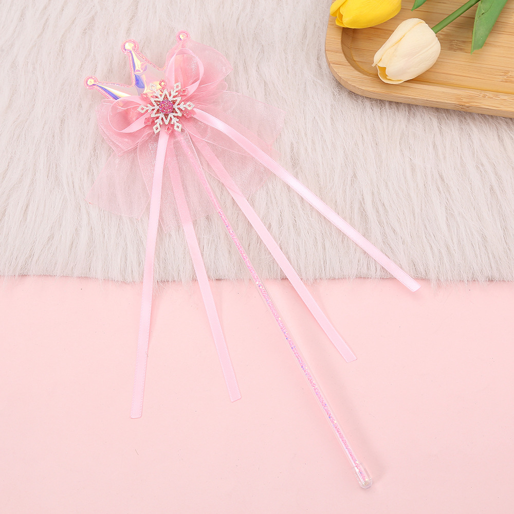 Ice and Snow Children's Bow Magic Wand Princess Mesh Hair Accessories Little Girl Ribbon Crown Magic Wand Wholesale