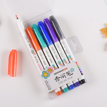 金万年0989T彩色秀丽笔6色软头手账笔可加墨书法绘画便携套装毛笔