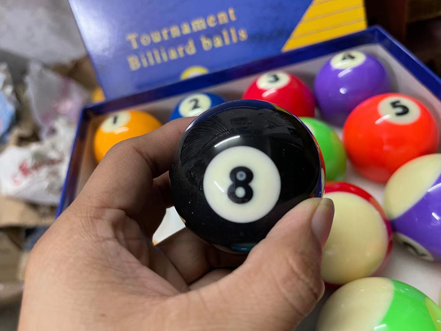 hty 篮盒独眼龙美式黑八水晶台球大号5.72cm(处理价)