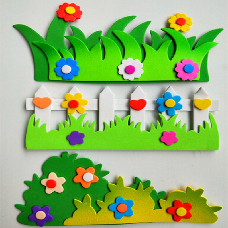 植树节手工小学幼儿园教室文化墙黑板报海绵纸迷你小栅栏墙贴纸