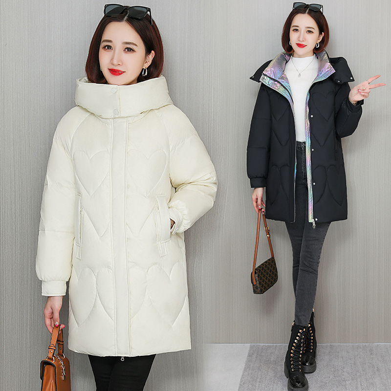 品牌白鸭绒羽绒服女中长款2023冬季新款时尚百搭加厚保暖连帽外套