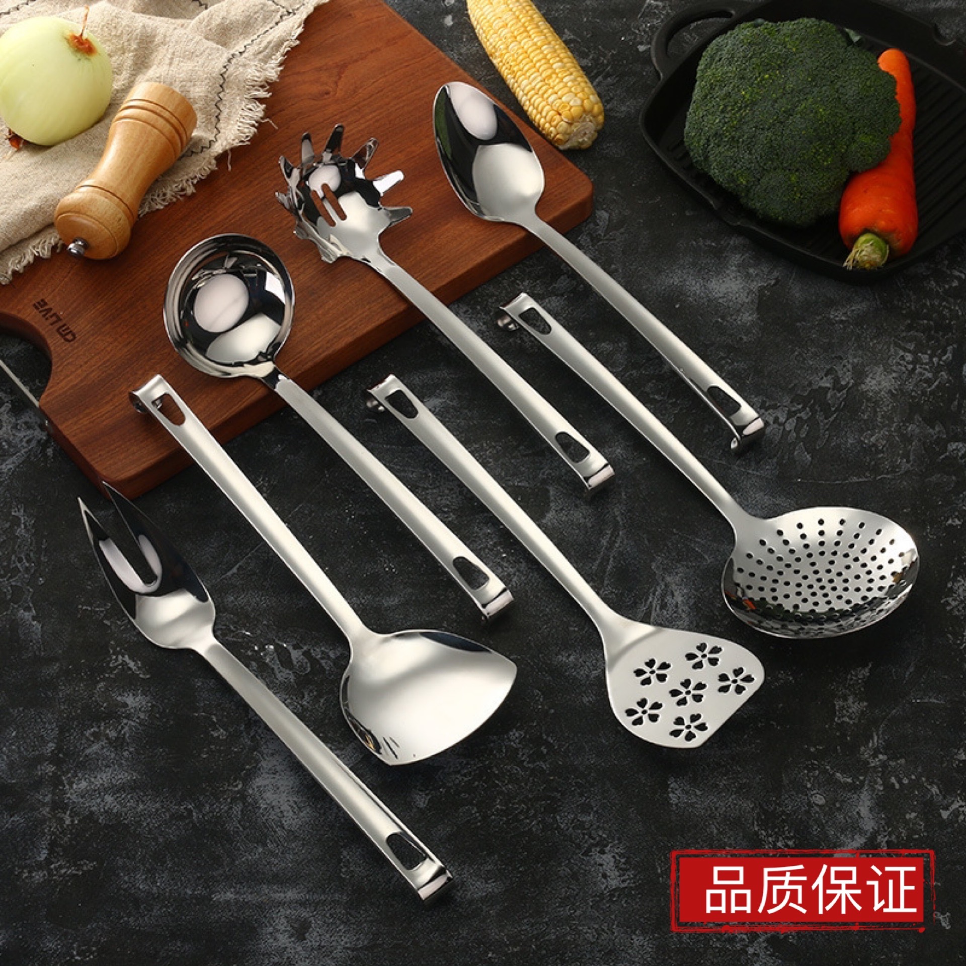 【厂家批发】201不锈钢三厘餐具厨房餐厅适用锅铲汤勺挂钩漏铲粥