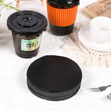 雅均咖啡奶茶防漏纸黑色专用外卖封口膜圆形硅油纸一次性防溢纸垫