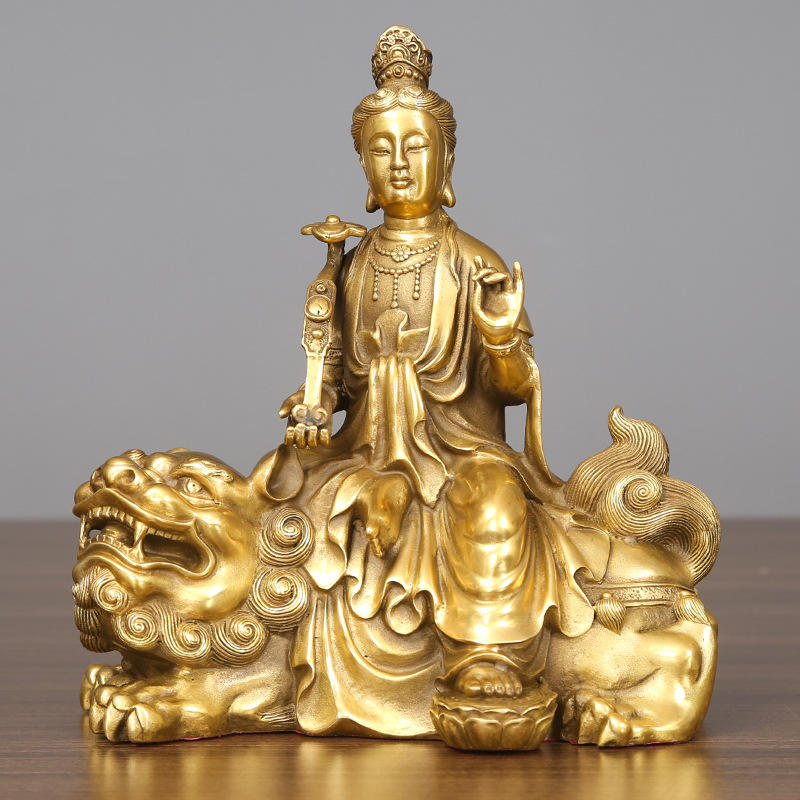 黄铜文殊菩萨摆件佛像家居工艺礼品