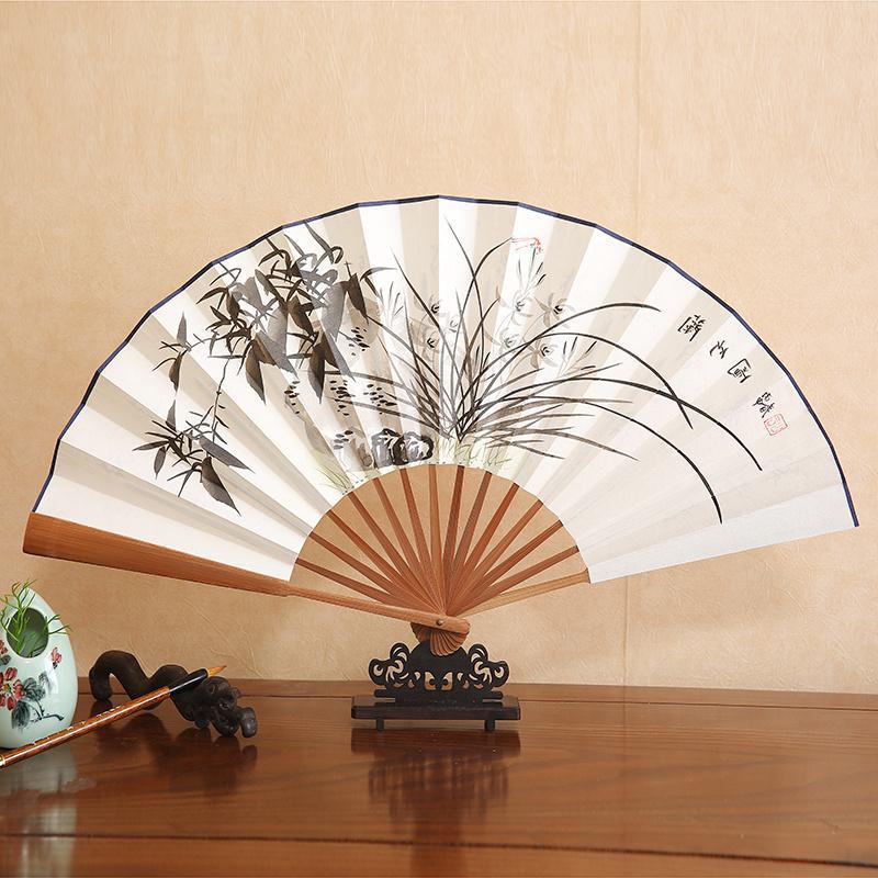 手绘纸扇中国风寸男士折扇工艺礼品扇古风山水花鸟日用扇子