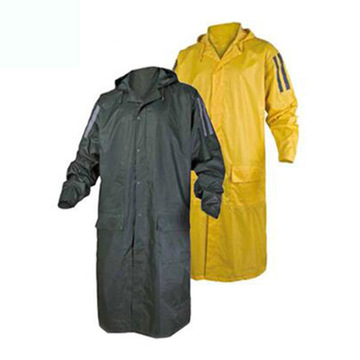 代尔塔 407007 双面pvc涂层连体式带荧光条反光防风防水透气雨衣