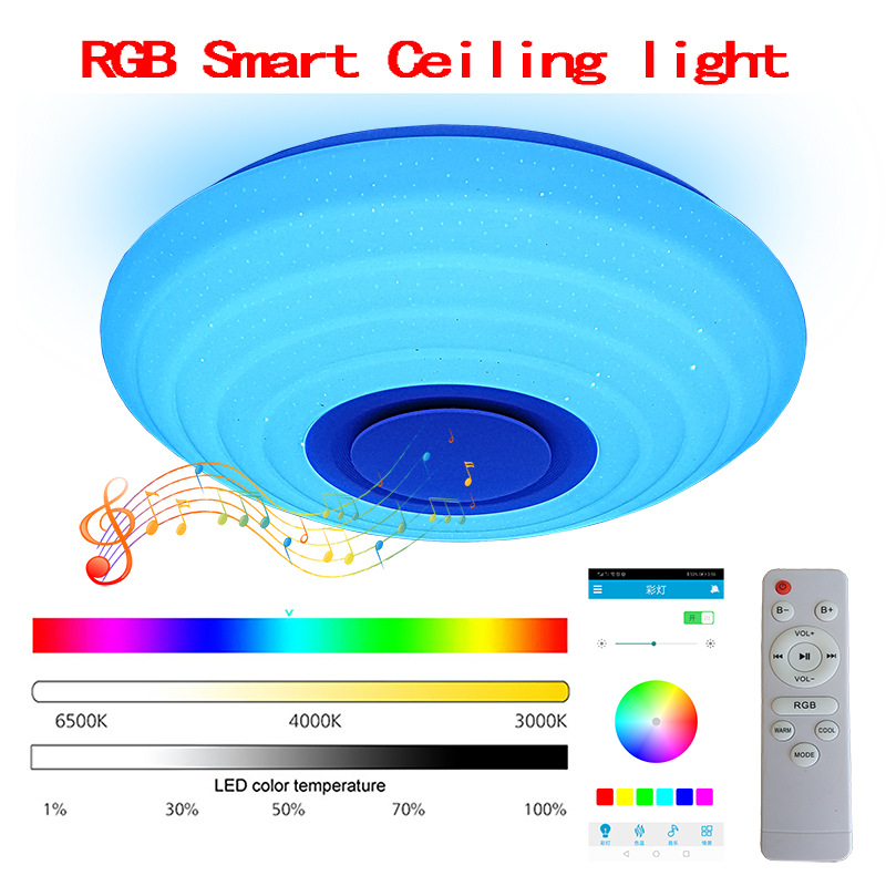 LED简约音乐卧室灯现代蓝牙吸顶灯浪漫婚房灯饰房间创意客厅灯具