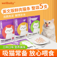 跨境电商英文版猫条15g宠物零食湿粮包猫咪零食整袋整包猫条批发