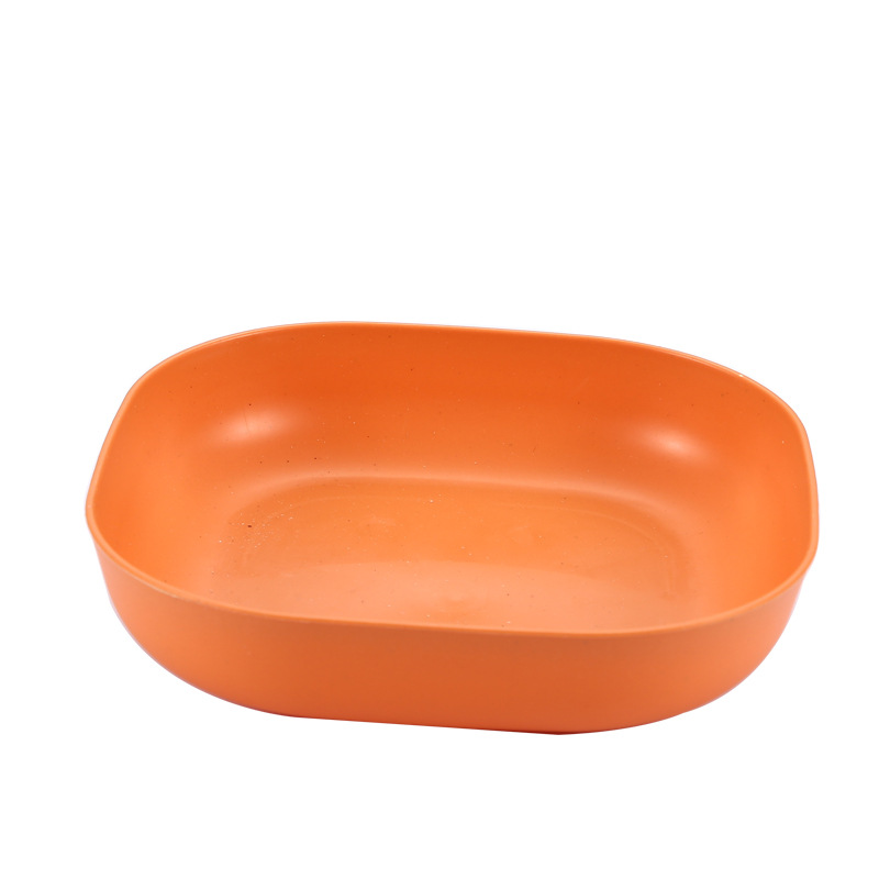 Household Wheat Straw with Base Bone Dish Fruit Table Waste round and Square Plastic Tray Factory Direct Sales