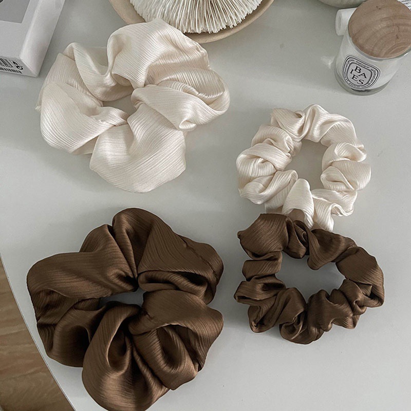 两个色美炸~感大肠圈发圈褶皱暗纹丝绸发饰发绳韩国ins简约头饰