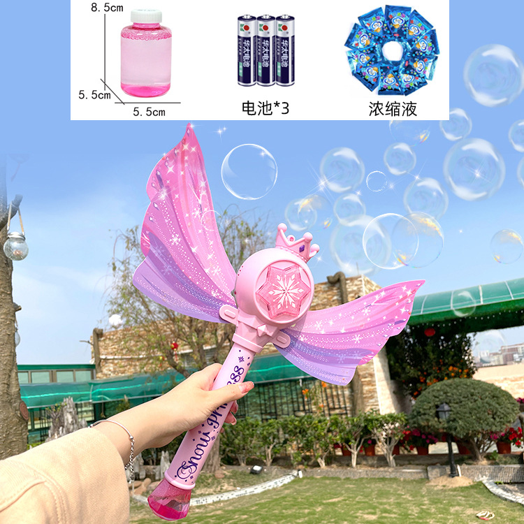 Instafamous Princess Magic Wand Bubble Machine Fairy Hand-Held Luminous Music Leak-Proof Bubble Wand Girls' Toy Automatic