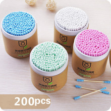 100/200pcs/Box Bamboo Baby Cotton Swab Wood Sticks Soft跨境