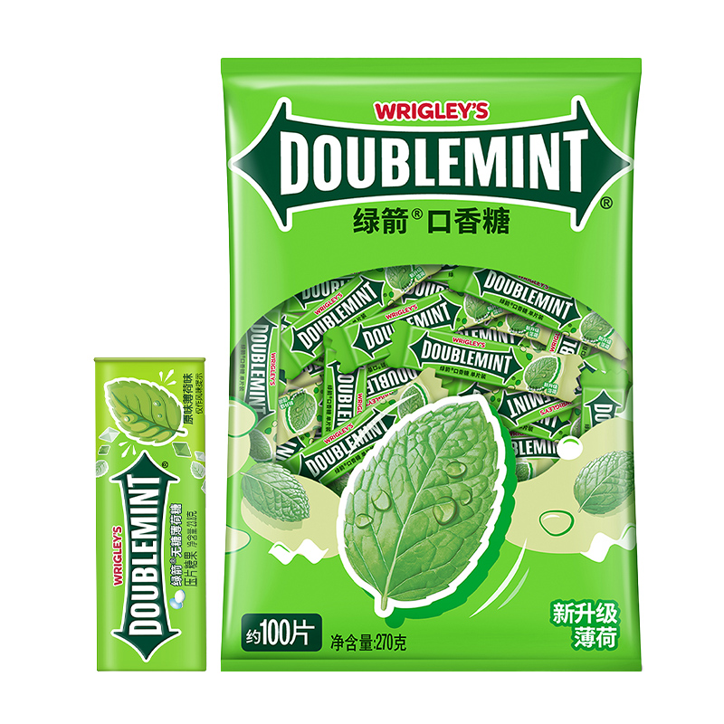 绿箭口香糖袋装100片送35粒薄荷糖清凉接吻糖果清新口气整箱-阿里巴巴