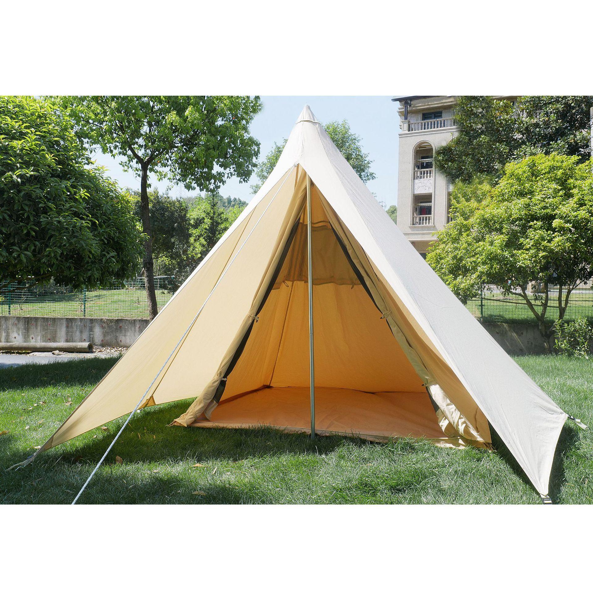 【乐圣】棉布双层印第安帐篷户外野营防雨帆布金字塔旅游帐篷