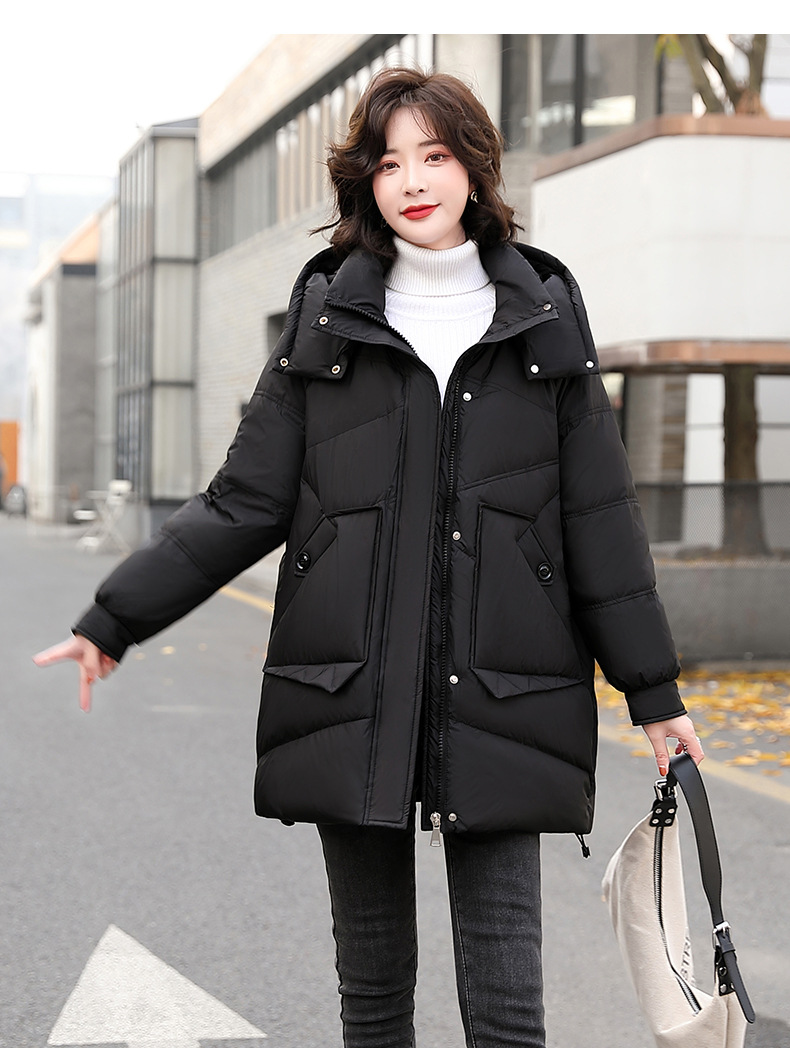 羽绒服女2020年冬装新款时尚小个子面包服中长款韩版宽松羽绒外套