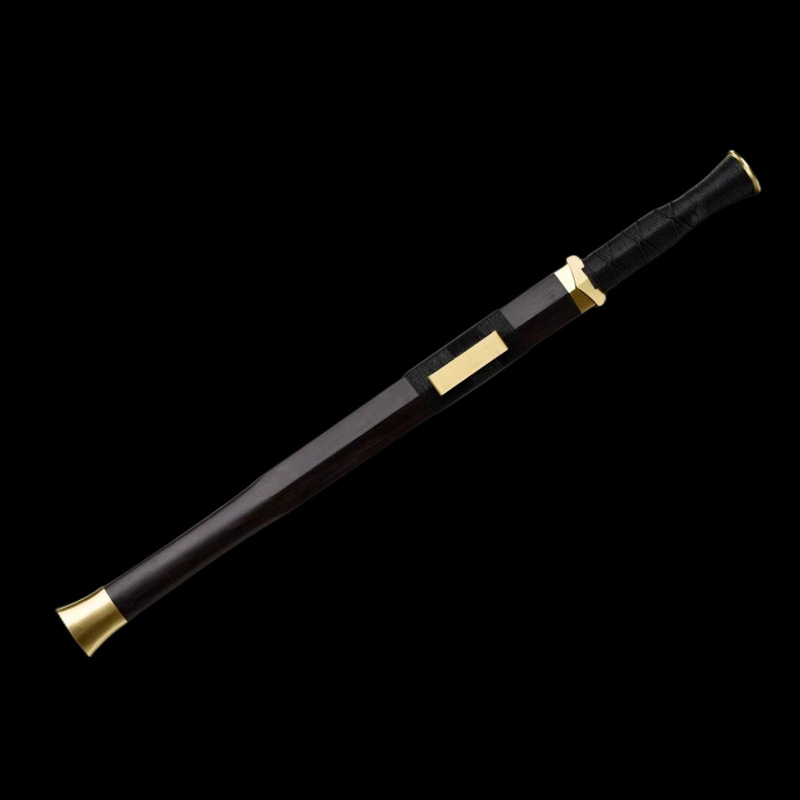 龙泉侠客堂宝剑锻打瓦面汉剑精品黑檀铜装楚剑花纹钢凤尾纹未开刃